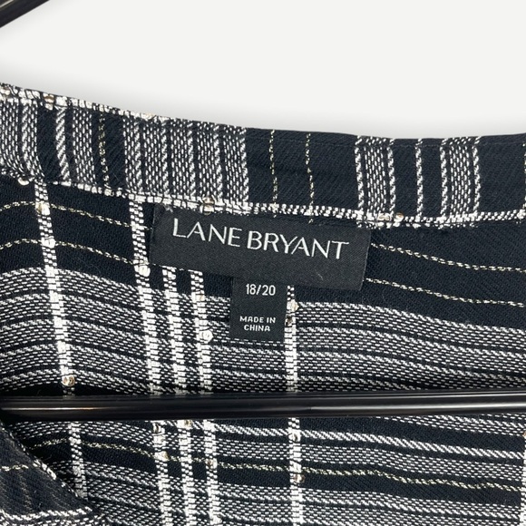 Lane Bryant Black Sequin Plaid Metallic Swing Popover Top Size 18 - Picture 7 of 12